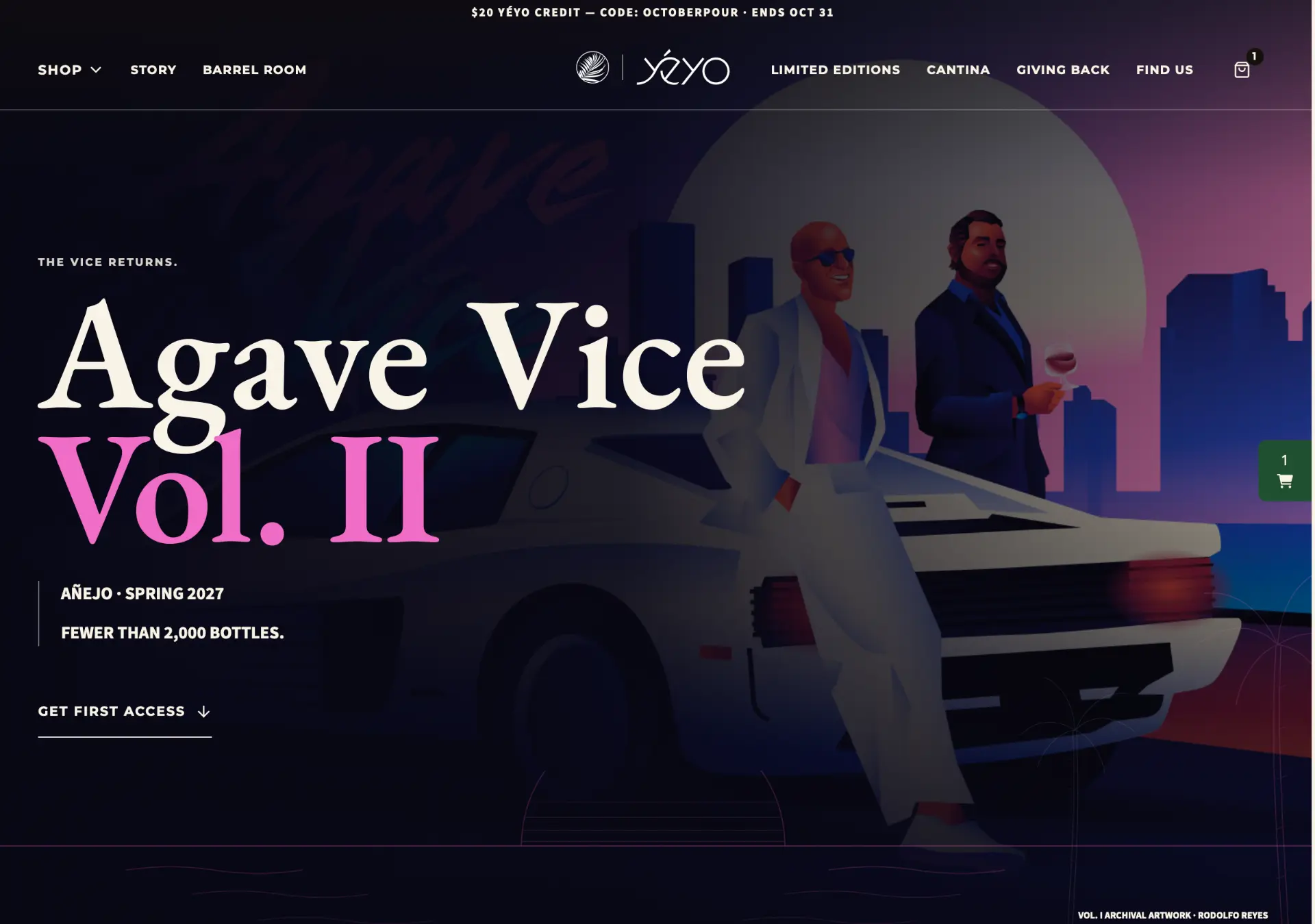 Agave Vice Vol. II campaign page with retro illustrated artwork